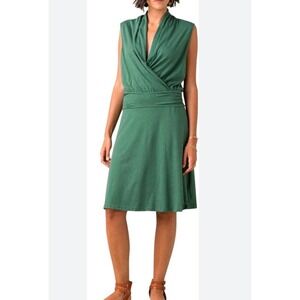 Prana Corissa Dress Womens L Green Organic Cotton Blend Sleeveless Wrap Earthy